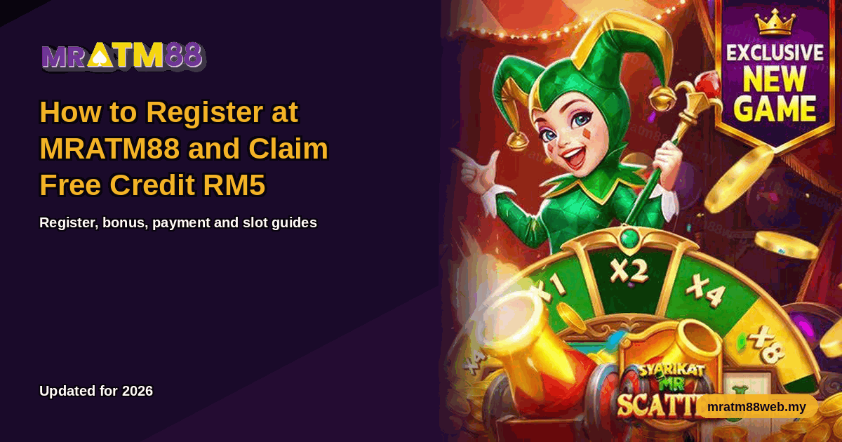 Header artwork for the MRATM88 guide on How to Register at MRATM88 and Claim Free Credit RM5 for Malaysian players - mratm88web.my