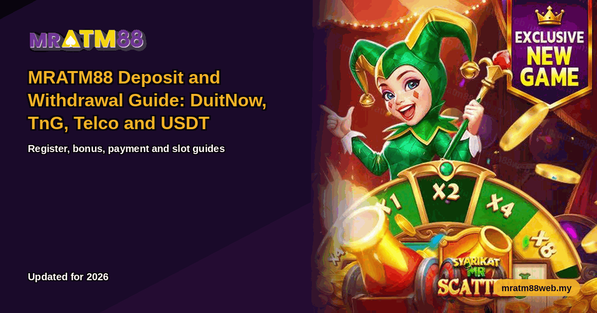 Header artwork for the MRATM88 guide on MRATM88 Deposit and Withdrawal Guide for Malaysian players - mratm88web.my