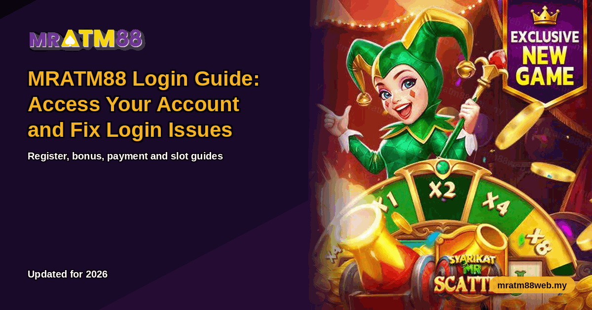 Header artwork for the MRATM88 guide on MRATM88 Login Guide for Malaysian players - mratm88web.my